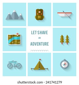 Camping flat design. EPS 10. Transparency. No gradients.