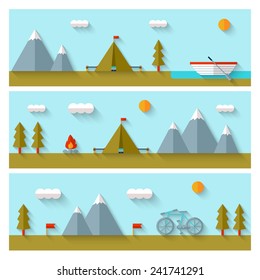 Camping flat design. EPS 10. Transparency. No gradients.