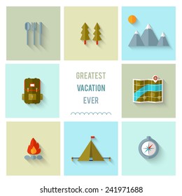 Camping flat design. EPS 10. Transparency. No gradients.