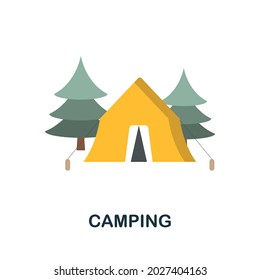 Camping flat icon. Colored sign from excursions collection. Creative Camping icon illustration for web design, infographics and more