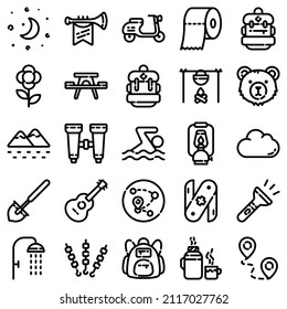 Icono Plano De Camping Aislado En Fondo Blanco