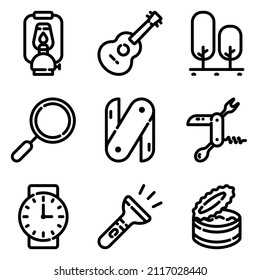 Icono Plano De Camping Aislado En Fondo Blanco