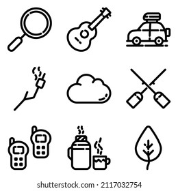 Camping Flat Icon Set Isolated On White Background