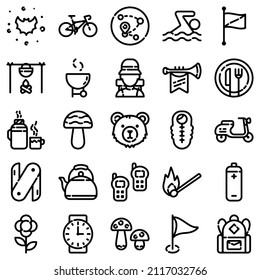 Icono Plano De Camping Aislado En Fondo Blanco