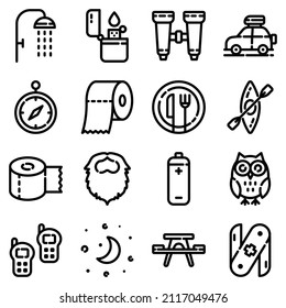 Icono Plano De Camping Aislado En Fondo Blanco