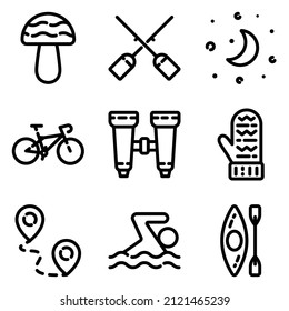 Camping Flat Icon Set Isolated On White Background
