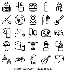 Icono Plano De Camping Aislado En Fondo Blanco