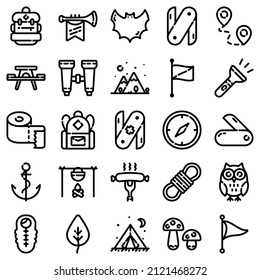 Icono Plano De Camping Aislado En Fondo Blanco