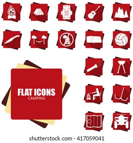 Camping flat icons. Vector illustration.