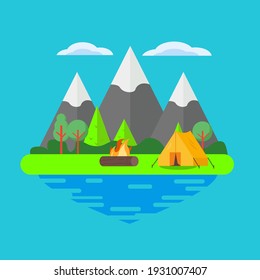 Camping Flat Illustration Of Vector Graphic