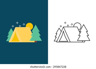 Camping flat and line style vector icon