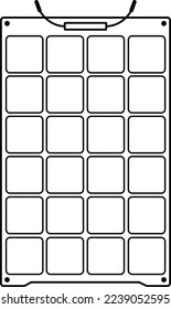 Camping flexible monocrystalline solar panel. Vector outline illustration.
