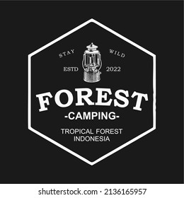 Camping forest badge logo vector