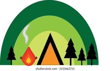 Camping im Wald mit Lagerfeuer