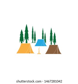 Camping in the forest icon vector illustration