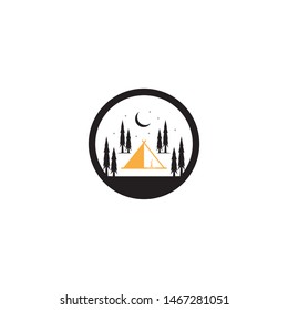 Camping in the forest icon vector illustration
