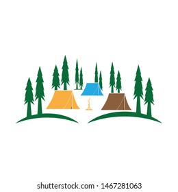 Camping in the forest icon vector illustration