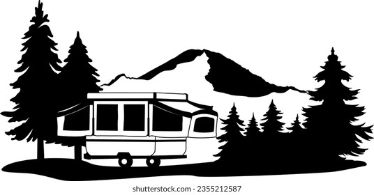 Camping Forest Mountains Digital EPs Vector graphics File