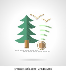 Camping in forest. Navigation button. Informational sign. Vector icon flat color style. Web design element for site, mobile and business.