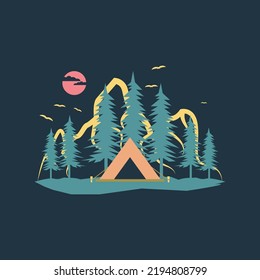 diseño de ilustración de vectores de iconos al aire libre del bosque de camping