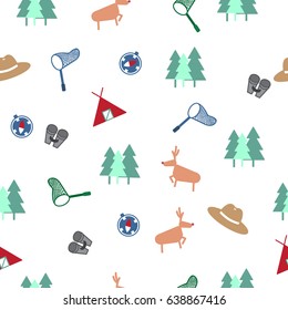 Camping in the Forest Seamless Pattern