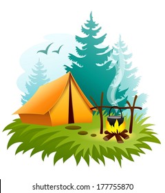 キャンプ 焚火 のイラスト素材 画像 ベクター画像 Shutterstock