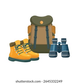Camping, Forest travel. Flat vector clipart, illustration with isolated background.
