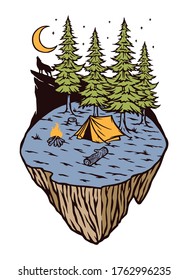 Camping in the forest vector illustration