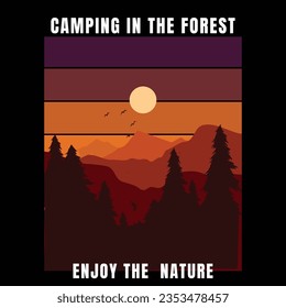 
camping the forestillustrations with patches for t-shirts and other uses