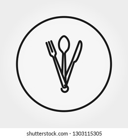Camping fork, spoon, knife. Universal icon for web and mobile application. Vector illustration on a white background. Editable Thin line.