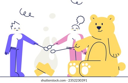 Camping with friend or adventure illustration