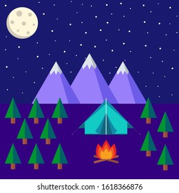camping in full moon starry night 