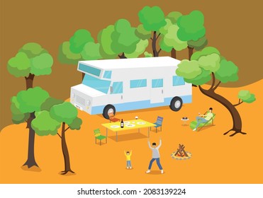 Camping Fun evening with the whole family and camper