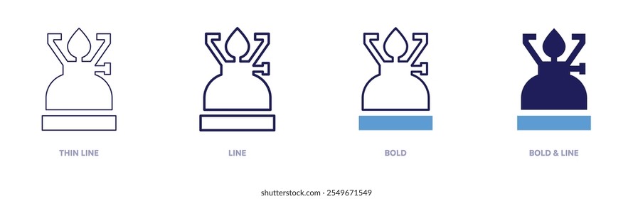 Camping gas bottle icon in 4 different styles. Thin Line, Line, Bold, and Bold Line. Duotone style. Editable stroke.