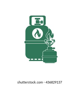 Camping gas bottle icon. Flat icon isolated. Vector illustration

