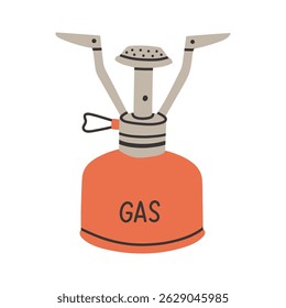 Camping gas burner. Simple flat style red camp burner. Portable camping stove vector icon. Symbol, logo illustration. Vector graphics