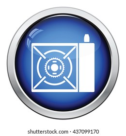 Camping gas burner stove icon. Glossy button design. Vector illustration.
