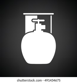 Camping gas container icon. Black background with white. Vector illustration.