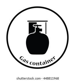Camping gas container icon. Thin circle design. Vector illustration.