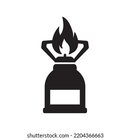 Camping gas fire stove icon | Black Vector illustration |