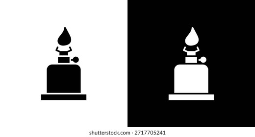 Camping Gas Symbol schwarz flach Piktogramm. Für Grafik- und Webdesign.