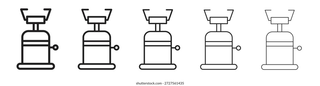 Diseño de icono de gas de camping en estilo de trazo editable delgado para trabajo gráfico