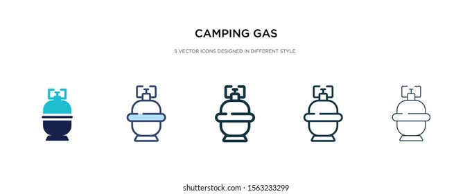 camping gas icon in different style vector illustration. two colored and black camping gas vector icons designed in filled, outline, line and stroke style can be used for web, mobile, ui