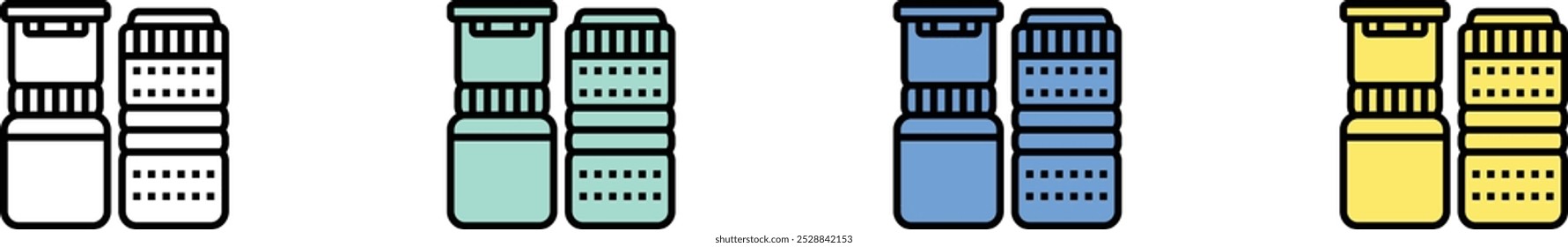 camping gas icon. Outline, Green, Blue and Yellow Style Design Isolated On White Background