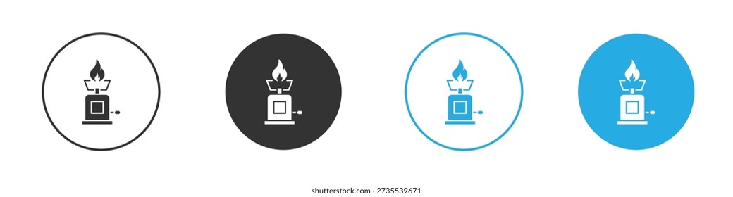 Conjunto de iconos de gas de camping. Conjunto de Diseño gráfico de garabato plano sólido negro