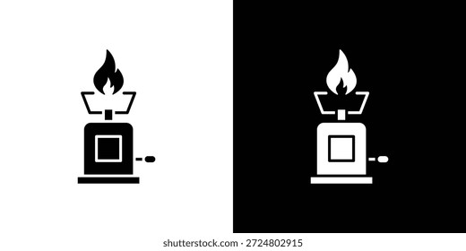 Paquete de diseño de ilustración plana de Vector de silueta de icono de gas de camping.