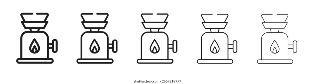 Icono de gas de camping simple editable stroke serie pack. eps10
