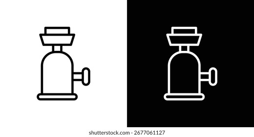 Icono de gas de camping. Línea delgada simple, Vectores de contorno