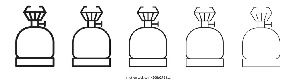 Icono de gas de camping simple conjunto de Vector. Ilustración gráfica