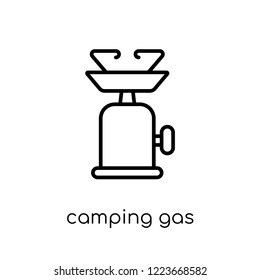 camping gas icon. Trendy modern flat linear vector camping gas icon on white background from thin line Camping collection, outline vector illustration